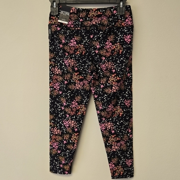 Victoria Secret Sport Stars Pink Floral Black High Rise 7/8 Leggings L - Picture 3 of 9